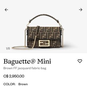Fendi Baguette Mini Bag in Black and Brown